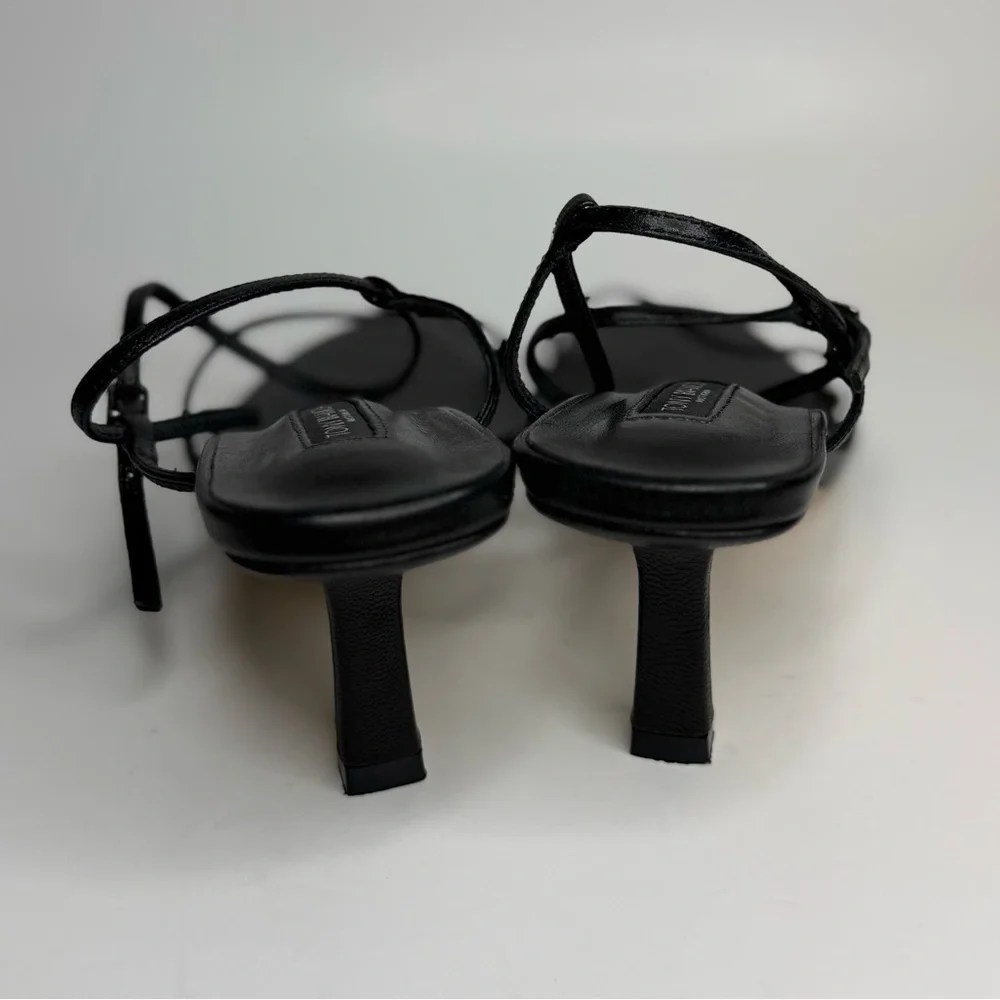 Tony Bianco Black Strappy Kitten Heel Sandals